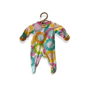 Carters footie pajamas mod Floral Orange Blue NB newborn